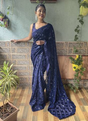 Attrective These Fancy Party Wear Saree in Fine Colored.These Saree Are Georgette And Blouse is Art Silk Fabricated.Its Beautified With Designer Sequance Embroidery Work.