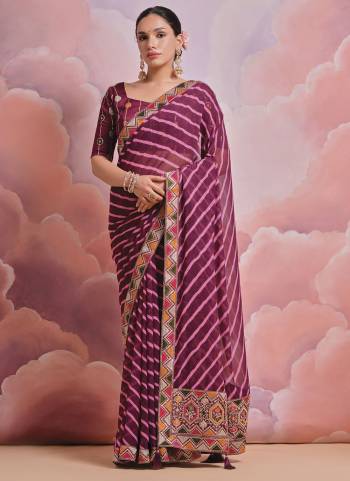 Grab These Festive Wear Saree in Fine Colored.These Saree is Fabricated On Georgette Pair With Mono Banglori Blouse.Its Beautified Designer Laheriya Printed With Multy Thread,Sequance,Coding Work Lace Border With Blouse.