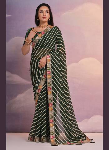 Grab These Festive Wear Saree in Fine Colored.These Saree is Fabricated On Georgette Pair With Mono Banglori Blouse.Its Beautified Designer Laheriya Printed With Sequance,Coding Work Lace Border,Blouse.