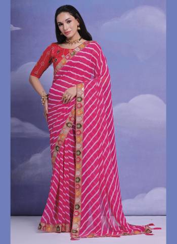 Grab These Festive Wear Saree in Fine Colored.These Saree is Fabricated On Georgette Pair With Mono Banglori Blouse.Its Beautified Designer Laheriya Printed With Sequance,Coding Work Lace Border,Blouse.