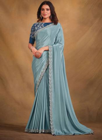 Look Attrective These Designer Party Wear Saree in Fine Colored.These Saree Are Crepe Georgette And Blouse Malai Satin is Fabricated.Its Beautified Heavy Fancy Designer Embroidery Work.