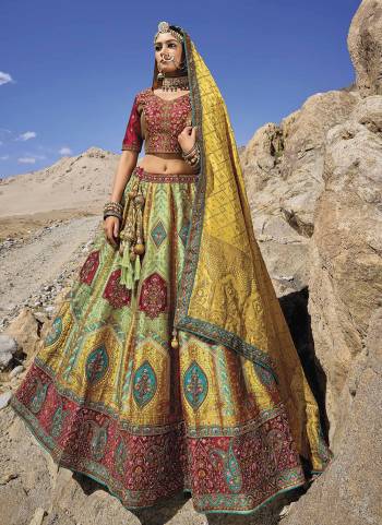 For A Designer Look,Grab These Lehenga Choli in Fine Colored.These Lehenga Are Banarasi Silk And Blouse Are Fabricated On Satin Gajji Pair With Viscose Georgette Dupatta.Its Beautified With Wevon Designer,Resham,Jari Embroidery, Cut Work With Hand Work.