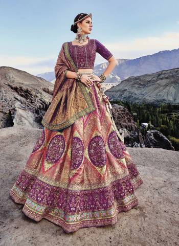 For A Designer Look,Grab These Lehenga Choli in Fine Colored.These Lehenga Are Banarasi Silk And Blouse Are Fabricated On Satin Gajji Pair With Viscose Georgette Dupatta.Its Beautified With Wevon Designer,Resham,Jari Embroidery, Cut Work With Hand Work.