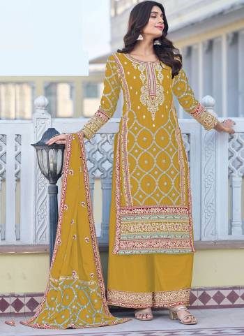 Attrective Looking These Plazzo Suit in Fine Colored Pair With Bottom And Dupatta.These Top And Dupatta Are Fabricated On Chinon Silk Pair With Chinon Silk Bottom.Its Beautified With Heavy Designer Sequance,Thread Embroidery Work.