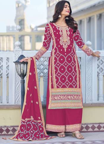 Attrective Looking These Plazzo Suit in Fine Colored Pair With Bottom And Dupatta.These Top And Dupatta Are Fabricated On Chinon Silk Pair With Chinon Silk Bottom.Its Beautified With Heavy Designer Sequance,Thread Embroidery Work.