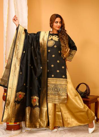 Attrective This Readymade Suits In Fine Color Top And Bottom Are Art Silk And Dupatta Are Art Silk Fabricated Beautified With Wevon Jari Designer. It Is Light In Weight And Easy To Carry All Day Long. 