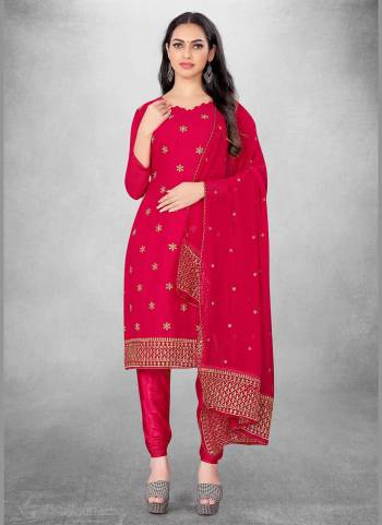 Garb This Suits In Fine Color.Its Pretty Top Is Georgette Based Paired Bottom Santoon And Georgette Fabricated Dupatta Are Designer Jari Embroidery Work. Which Gives An Attractive To The Dress.