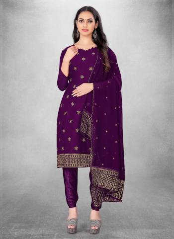 Garb This Suits In Fine Color.Its Pretty Top Is Georgette Based Paired Bottom Santoon And Georgette Fabricated Dupatta Are Designer Jari Embroidery Work. Which Gives An Attractive To The Dress.