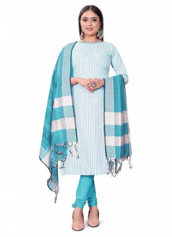 Garb This Suits In Lovely Color.Its Pretty Top Is Cotton Based Paired Bottom Cotton And Cotton Fabricated Dupatta Are Wevon Designer. Which Gives An Attractive To The Dress.