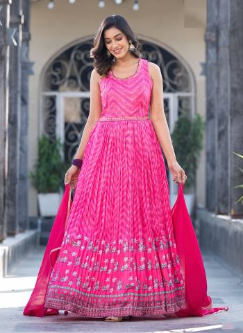 Attrective These Party Wear Gown With Dupatta in Fine Colored.These Gown Are Fabricated On Dolla Silk Pair With Nazmin Dupatta.Its Beautified With Designer Printed With Real Mirror Hand Work.