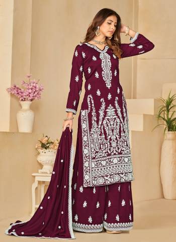 Attrective These Designer Paty Wear Plazzo Suit in Fine Colored Pair With Bottom And Dupatta.These Top And Dupatta Are Fabricated On Vichitra Pair With Vichita Bottom.Its Beautified With Santoon Inner.Its Beautified With Heavy Designr Embroidery Work.