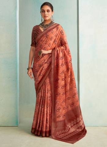 Looking These Party Wear Saree in Fine Colored.These Saree And Blouse is Fabricated On Jute Silk.Its Beautified With Weaving Jari Border  Designer,Printed.