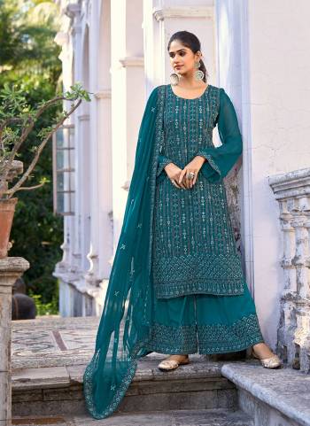 Attrective These Designer Party Wear Plazzo Suit in Fine Colored Pair With Bottom And Dupatta.These Top And Dupatta Are Fabricated On Glory Silk Pair With Santoon Bottom.Its Beautified With Santoon Inner.Its Beautified With Heavy Designr Embroidery Work.