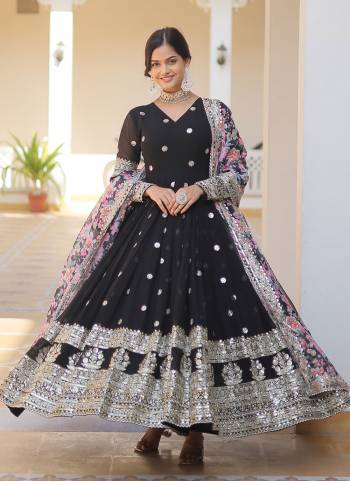 Attrective Looking These Beautiful Looking Readymade Long Gown With Dupatta.These Gown is Fabricated On Faux Georgette And Tabby Silk Dupatta.Its Beautified With Designer Jari, Sequance Embroidery Work With Printed Dupatta.