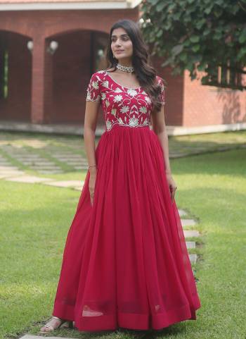 Attrective Looking These Beautiful Looking Readymade Long Gown.These Gown is Fabricated On Faux Georgette.Its Beautified With Designer Coding, Sequance Embroidery Work.