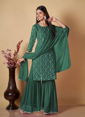 Attrective These Party Wear Sharara Suit in Fine Colored Pair With Bottom And Dupatta.These Top Are Georgette And Dupatta Are Georgette And Pair With Georgette Bottom.Its Beautified With Santoon Inner.Its Beautified With Heavy Designer Embroidery Work.