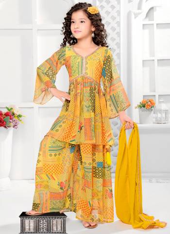 For A Designer Look,Grab These Kidswear Readymade Sharara Suits in Fine Colored.These Top And Bottom Are Fabricated On Georgette Pair With Georgette Dupatta.Its Beautified With Designer Digital Printed.