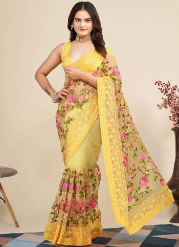 Attrective Look These Saree in Fine Colored.These Saree Are Soft Net And Blouse is Mono Banglori Fabricated.Its Beautified With Designer Multy Thread Embroidery Work.