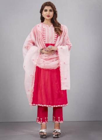 Garb These Beautiful Looking Readymade Suits.These Top And Bottom Are Muslin Silk And Dupatta Are Organza Fabricated.Its Beautified With Disigner Lukhnowi Embroidery Work.