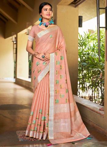 Attrective Looking These Party Wear Saree in Fine Colored.These Saree And Blouse is Fabricated On Linen.Its Beautified With Weavon Designer With Thread Embroidery Work.