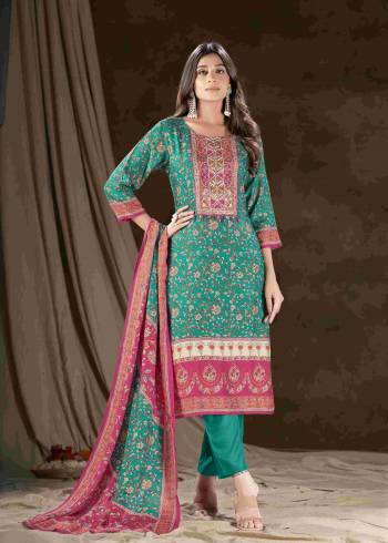 Garb These Beautiful Looking Readymade Printed Suits.These Top And Dupatta Are Muslin Silk And Bottom Are Gadwal Silk Fabricated.Its Beautified With Disigner Digital Printed, Embroidery Work.