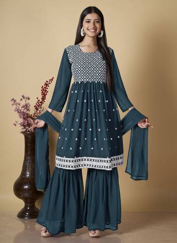 Attrective These Party Wear Sharara Suit in Fine Colored Pair With Bottom And Dupatta.These Top Are Georgette And Dupatta Are Georgette And Pair With Georgette Bottom.Its Beautified With Santoon Inner.Its Beautified With Heavy Designer Embroidery Work.