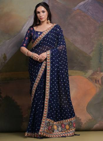 Attrective These Festive Wear Saree in Fine Colored.These Saree is Fabricated On Georgette Pair With Mono Banglori Blouse.Its Beautified Designer Printed With Multy Thread,Sequance,Coding Work Lace Border With Blouse.