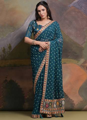 Attrective These Festive Wear Saree in Fine Colored.These Saree is Fabricated On Georgette Pair With Mono Banglori Blouse.Its Beautified Designer Printed With Multy Thread,Sequance,Coding Work Lace Border With Blouse.