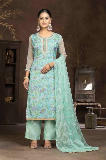 Garb These Suit in Fine Colored Pair With Bottom And Dupatta.These Top Are Organza And Dupatta Are Fabricated On Nazmin Pair With Santoon Bottom.Its Beautified With Designer Embroidery, Hand Work.