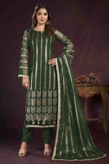 Attrective Looking These Party Wear Suit in Fine Colored Pair With Bottom And Dupatta.These Top And Dupatta Are Fabricated On Butterfly Net Pair With American Crepe Bottom.Its Beautified With American Crepe Inner.Its Beautified With Heavy Designer Thread,Sequance Embroidery Work.