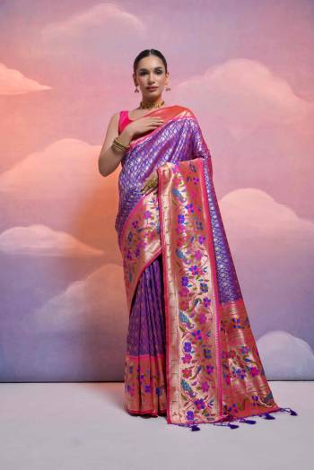 Attrective These Party Wear Fancy Saree in Fine Colored.These Saree And Blouse is Fabricated On Banarasi Silk.Its Beautified With Wevon Paithani Designer.