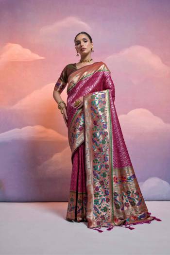 Attrective These Party Wear Fancy Saree in Fine Colored.These Saree And Blouse is Fabricated On Banarasi Silk.Its Beautified With Wevon Paithani Designer.