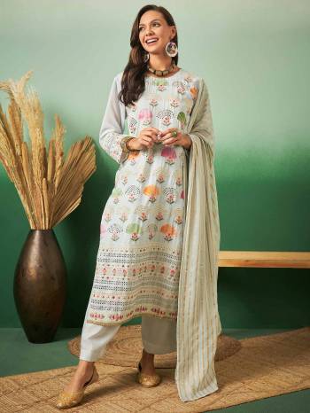 Garb This Suits In Lovely Light Color.Its Pretty Top Is Georgette Based Paired Bottom Georgette And Georgette Fabricated Dupatta Are Designer Thread Embroidery Work. Which Gives An Attractive To The Dress.