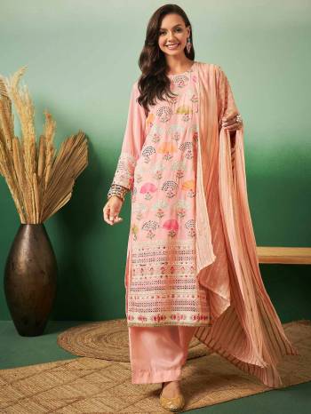 Garb This Suits In Lovely Light Color.Its Pretty Top Is Georgette Based Paired Bottom Georgette And Georgette Fabricated Dupatta Are Designer Thread Embroidery Work. Which Gives An Attractive To The Dress.