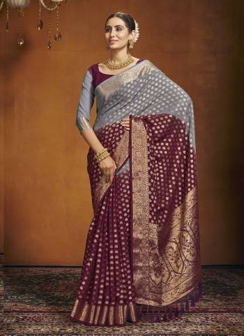 Grab These Saree in Fine Colored Pair With Blouse.These Saree and Blouse Are Fabricated On Georgette.Its Beautified With Heavy Wevon Jari Designer.