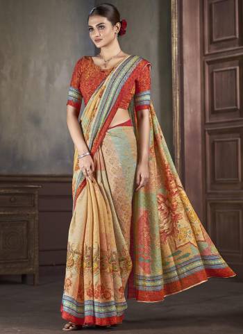 Attrective Look These Festive Wear Saree in Fine Colored.These Saree And Blouse is Fabricated On Natural Silk.Its Beautified With Wevon Jari Designer With Digital Printed.