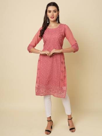 Garb These Beautiful Looking Readymade Long Kurti.These Kurti is Fabricated On Georgette With Crepe Inner.Its Beautified With Designer Chikankari Thread Embroidery Work.