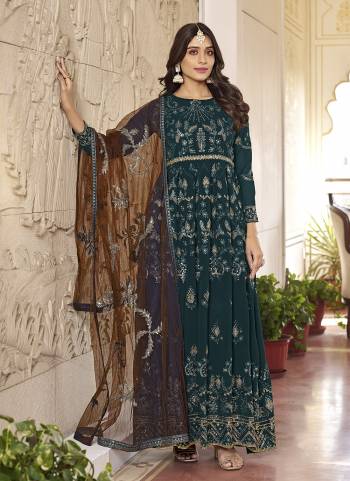 Attrective Looking These Anarkali Suit in Fine Colored Pair With Bottom And Dupatta.These Top Are Faux Georgette And Dupatta Are Fabricated On Net Pair With Dull Santoon Bottom.Its Beautified With Heavy Designer Sequance,Thread Embroidery Work.