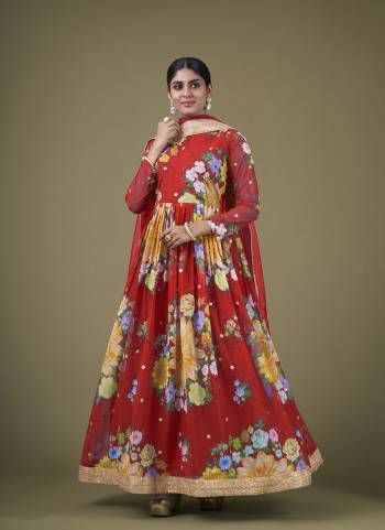 Attrective These Anarkali Suit in Fine Colored Pair With Bottom And Dupatta.These Top Are Faux Georgette And Dupatta Are Fabricated On Soft Net Pair With Santoon Bottom.Its Beautified With Designer Digital Printed With Sequance,Jari Embroidery Work.