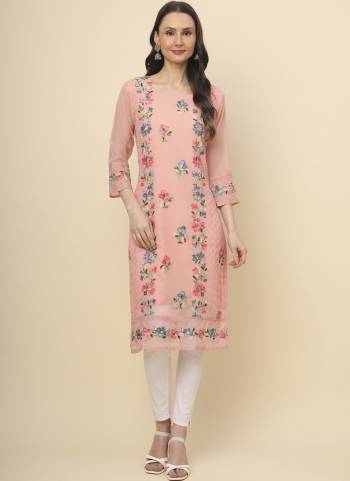 Garb These Beautiful Looking Readymade Long Kurti.These Kurti is Fabricated On Georgette With Crepe Inner.Its Beautified With Designer Multy Thread Embroidery Work.