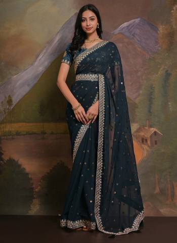 Attrective Look These Saree in Fine Colored.These Saree Are Georgette And Blouse is Mono Banglori Fabricated.Its Beautified With Designer Codding,Sequance Embroidery Work.