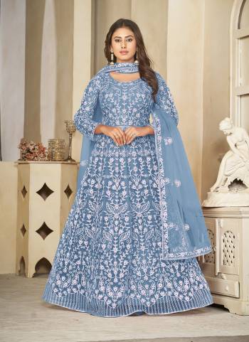 Attrective These Anarkali Suit in Fine Colored Pair With Bottom And Dupatta.These Top Are Net And Dupatta Are Fabricated On Net Pair With Santoon Bottom.Its Beautified With Heavy Designer Embroidery Work.