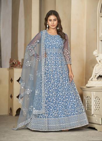 Attrective These Anarkali Suit in Fine Colored Pair With Bottom And Dupatta.These Top Are Net And Dupatta Are Fabricated On Net Pair With Santoon Bottom.Its Beautified With Heavy Designer Embroidery Work.