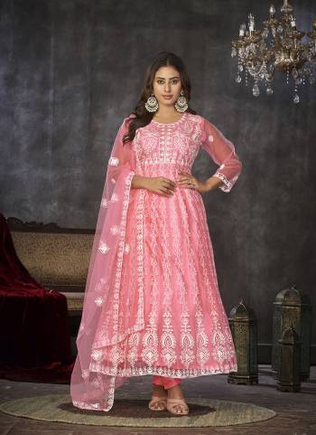 Looking These Anarkali Suit in Fine Colored Pair With Bottom And Dupatta.These Top Are Net And Dupatta Are Fabricated On Net Pair With Santoon Bottom.Its Beautified With Heavy Designer Embroidery Work.