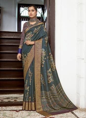  Looking These Party Wear Saree in Fine Colored.These Saree And Blouse is Fabricated On Velvet Tussar Silk Pair.Its Beautified With Wevon Jari Border Designer With Floral Printed.