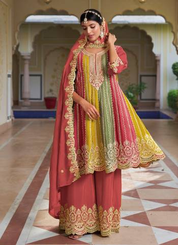 Attrective These Designer Sharara Suits in Fine Colored Pair With Dupatta.These Top And Dupatta Are Fabricated On Chinon Pair With Chinon Bottom.Its Beautified With Designer Embroidery Work