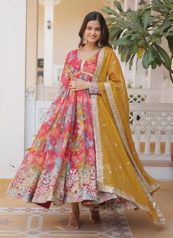 Attrective Looking These Beautiful Looking Readymade Long Gown With Dupatta.These Gown is Fabricated On Russian Silk And Russian Silk Dupatta.Its Beautified With Designer Embroidery Work With Digital Printed.