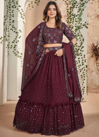 For A Designer Look,Grab These Lehenga Choli in Fine Colored.These Lehenga Are Faux Georgette And Dupatta Are Fabricated On Faux Georgette Pair With Faux Georgette Blouse.Its Beautified With Designer Thread,Sequance Embroidery Work.