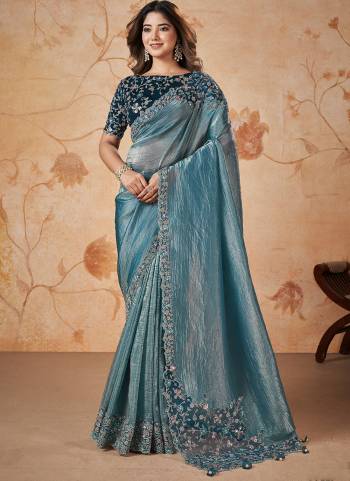 Look Attrective These Designer Party Wear Saree in Fine Colored.These Saree Are Banarasi Crush Silk And Blouse Silk is Fabricated.Its Beautified Heavy Designer Sequance Embroidery Work.