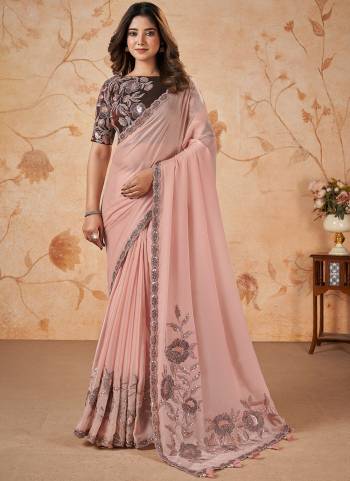 Look Attrective These Designer Party Wear Saree in Fine Colored.These Saree Are  Satin Crepe Silk And Blouse Melborn Silk is Fabricated.Its Beautified Heavy Designer Sequance Embroidery Work.